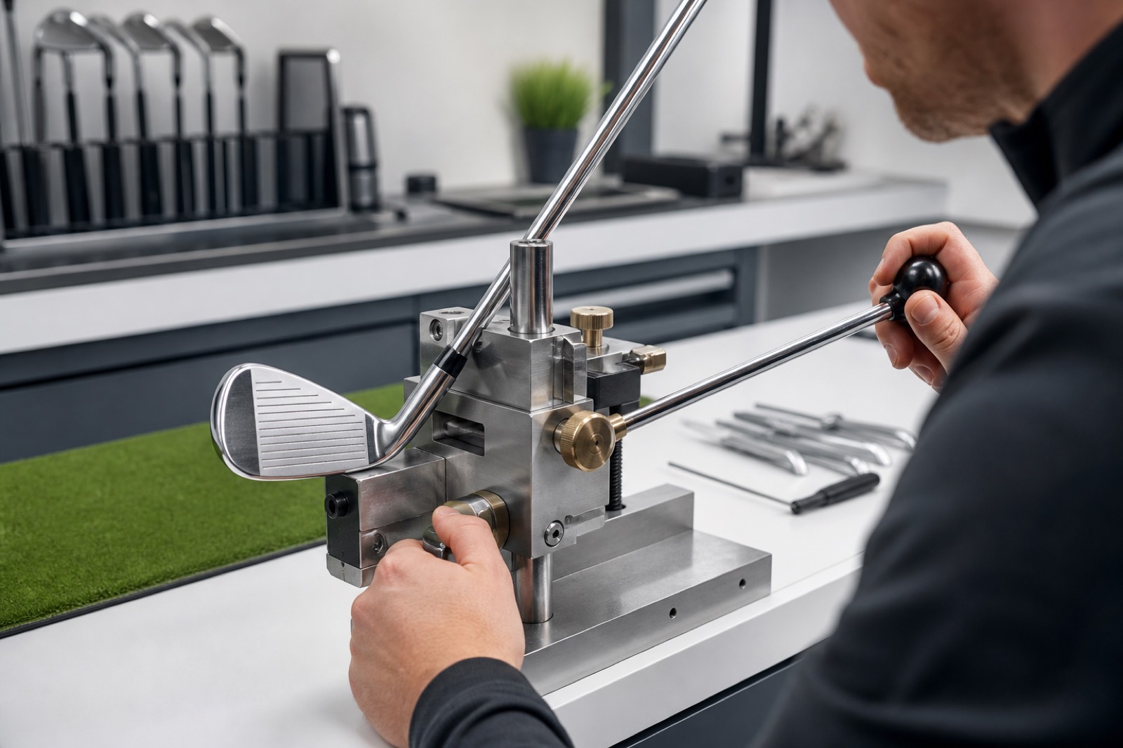 Golf club length adjustment in the workshop